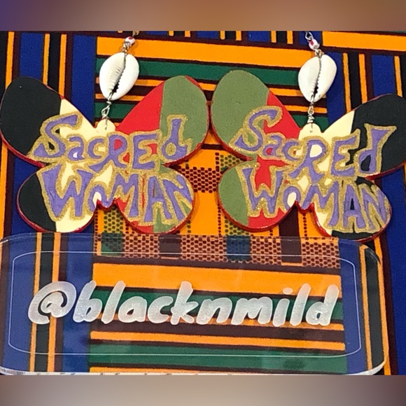 Hand Crafted Jewelry - Hand Painted Afrocentric 3D Earrings “Black Butterfly”